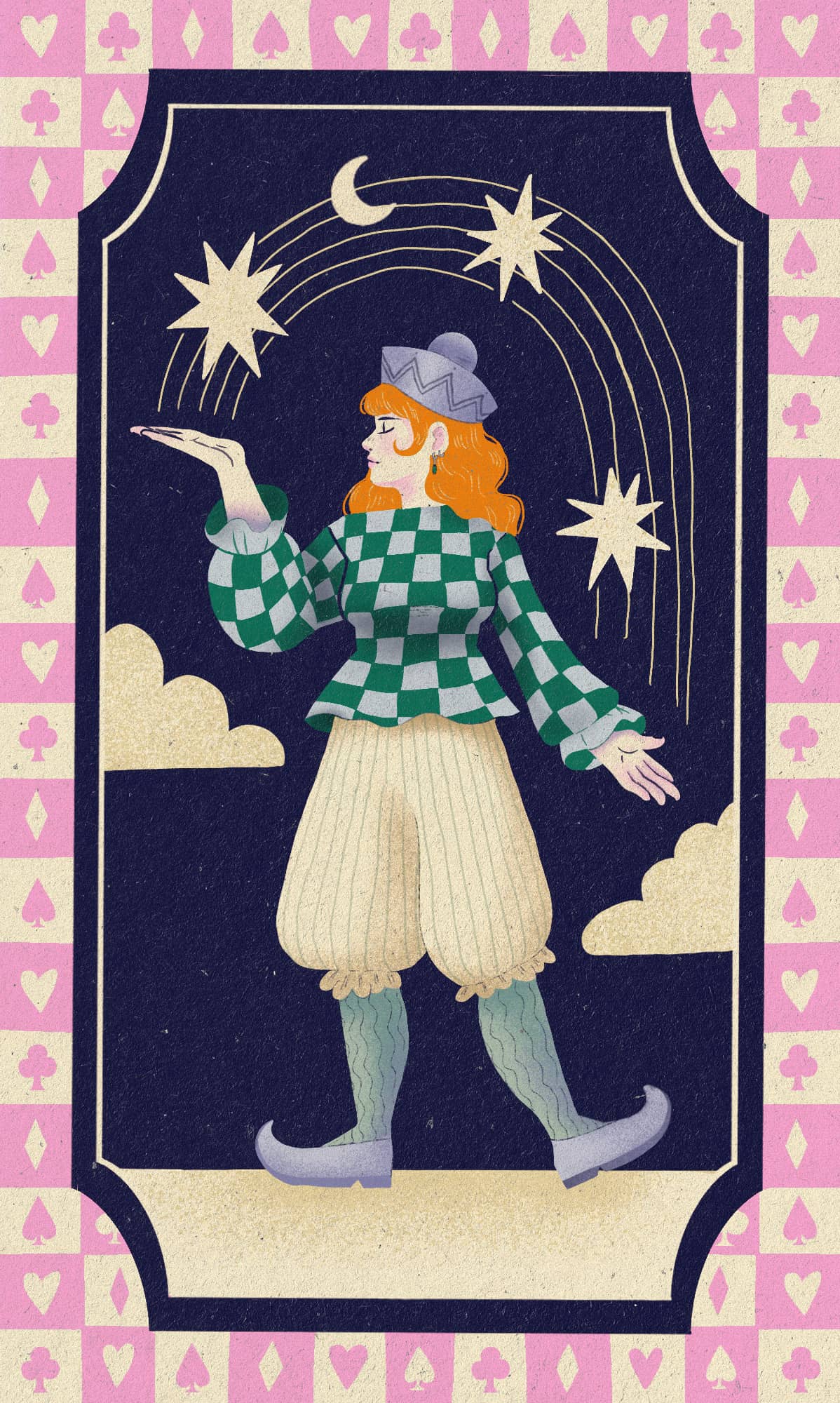 Jack_Of_All_Traits_web Jack of all Trades Card inspired by old Tarot Cards that depict the Illustrator Bianca Bernabé